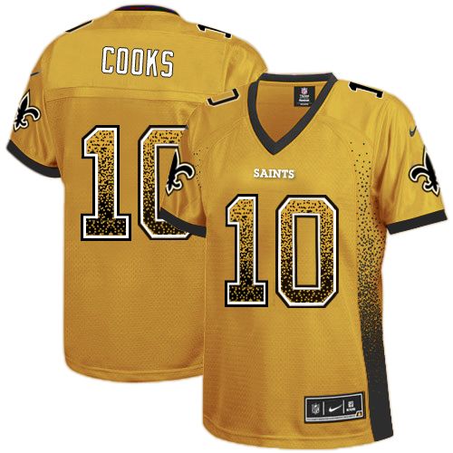 Women's Elite Brandin Cooks Nike Jersey Gold - #10 Drift Fashion NFL New Orleans Saints